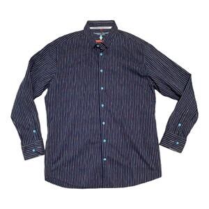 luchiano visconti long sleeve shirts for men button up size xxl 2xl navy blue ra